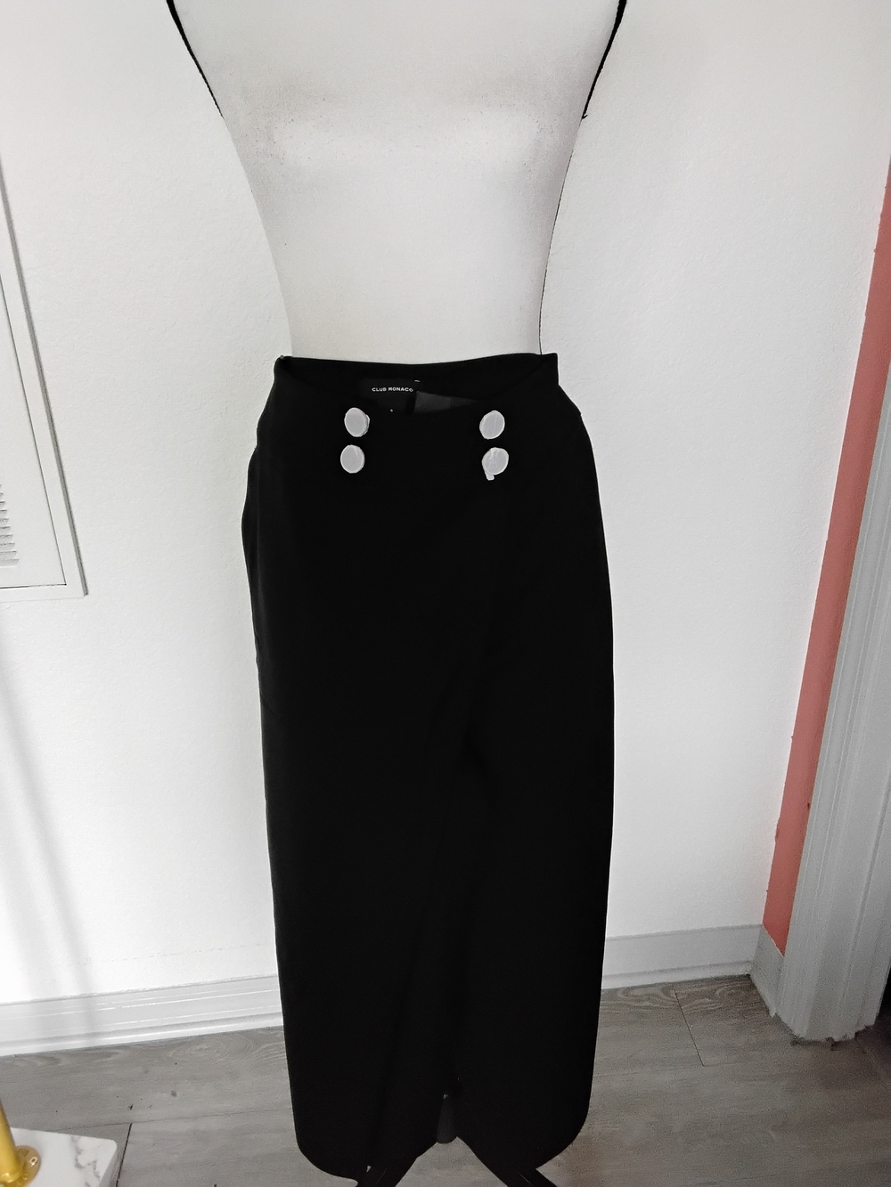 Club Monaco Black Pants with Contrast Button Accents